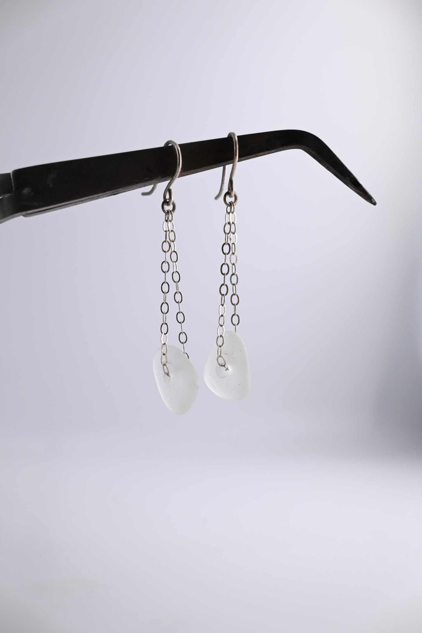 Sea Glass Sterling Chain Earring
