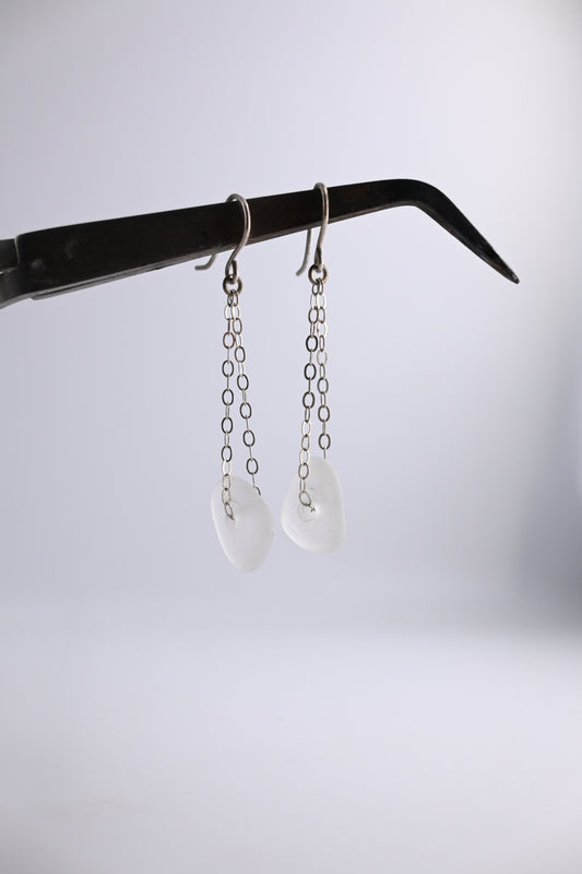 Sea Glass Sterling Chain Earring