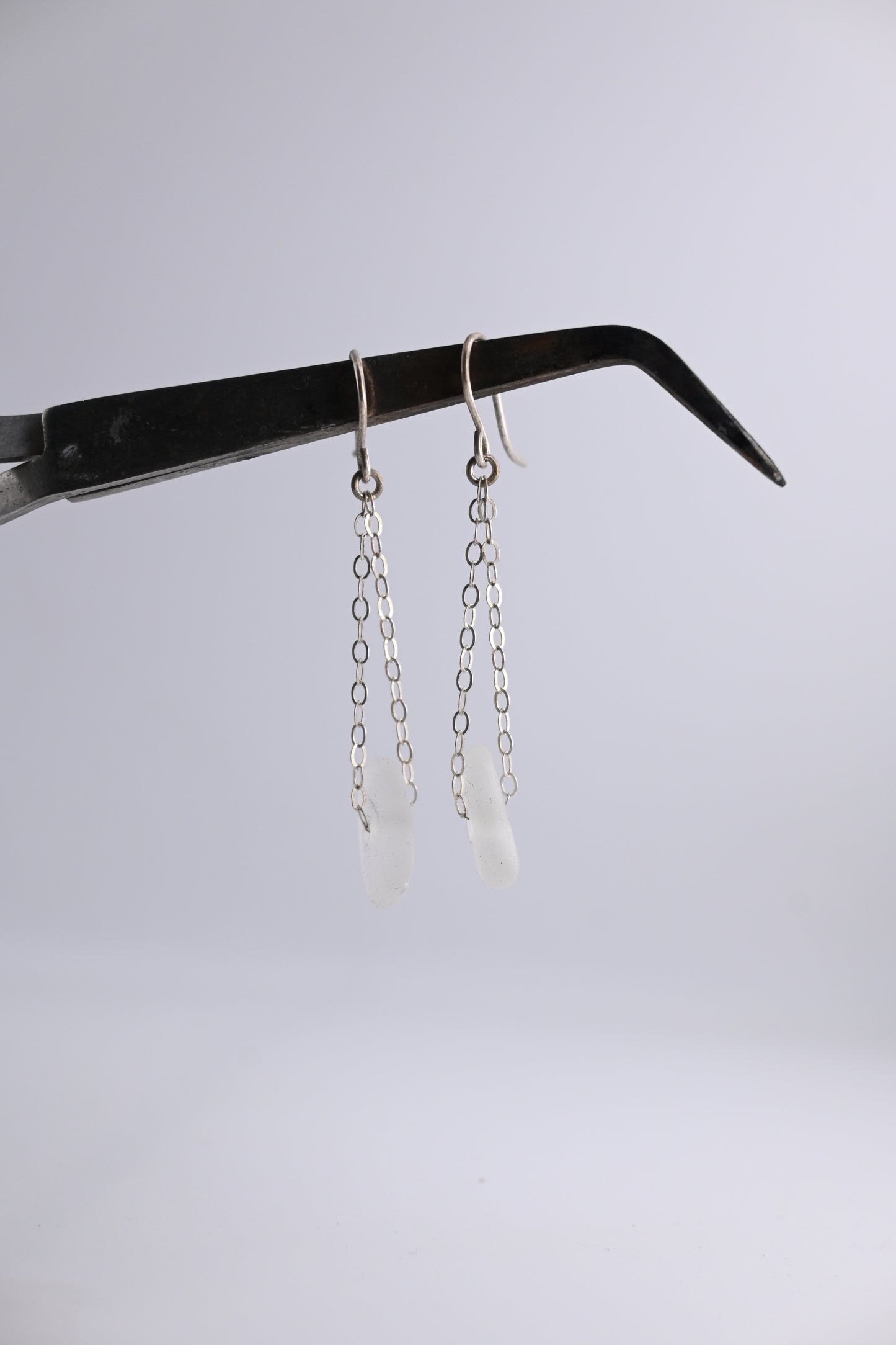 Sea Glass Sterling Chain Earring