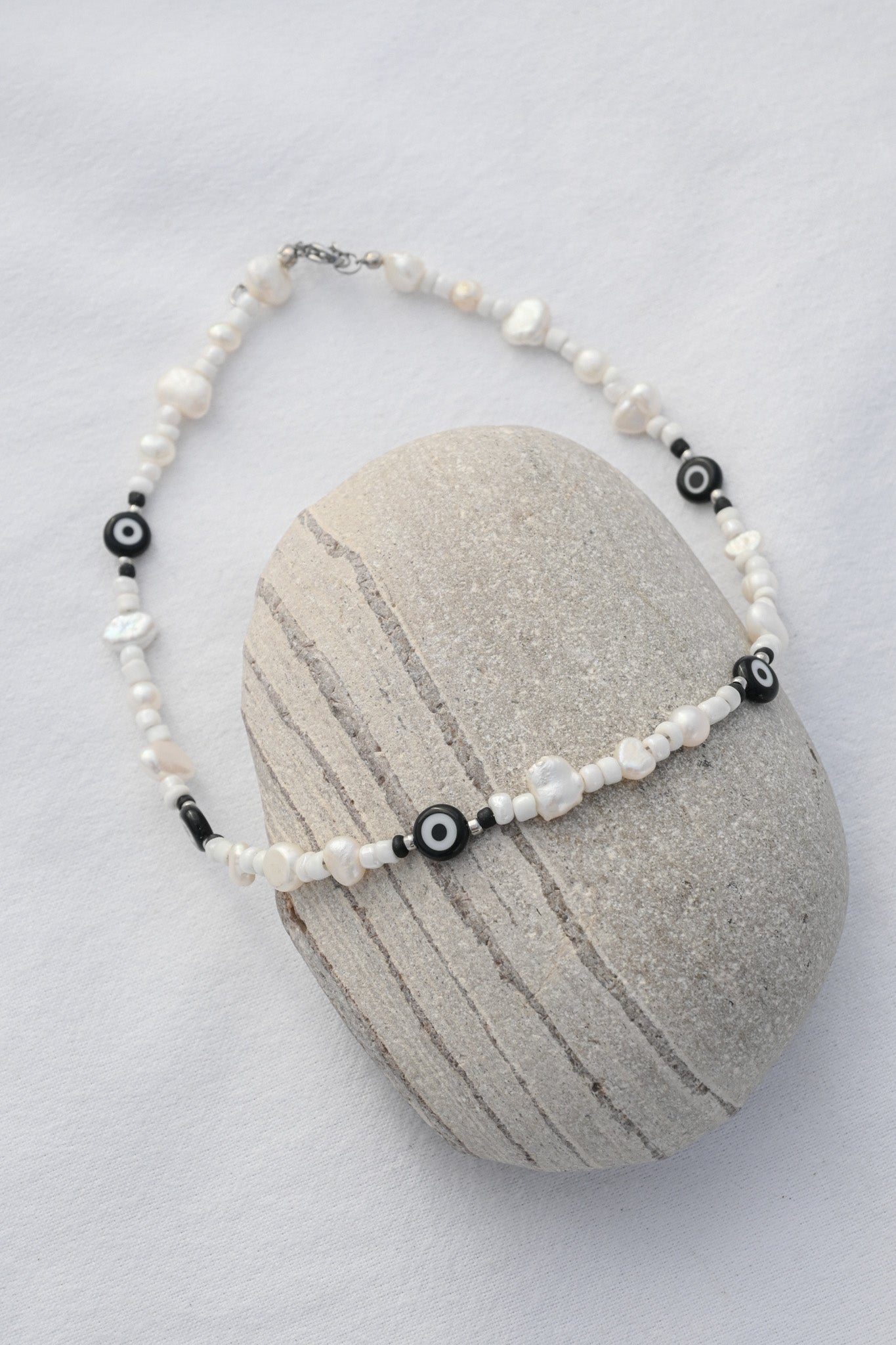 Black Evil Eye Pearl Necklace