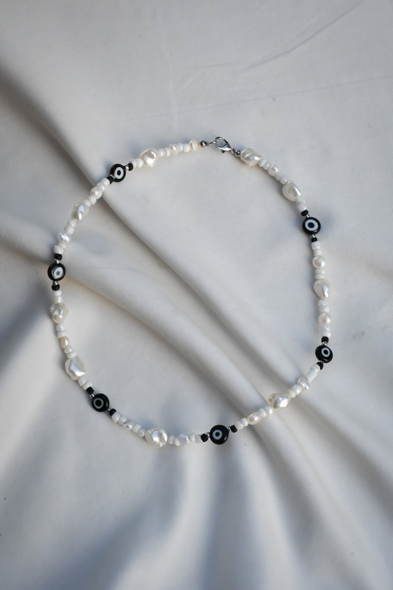 Black Evil Eye Pearl Necklace