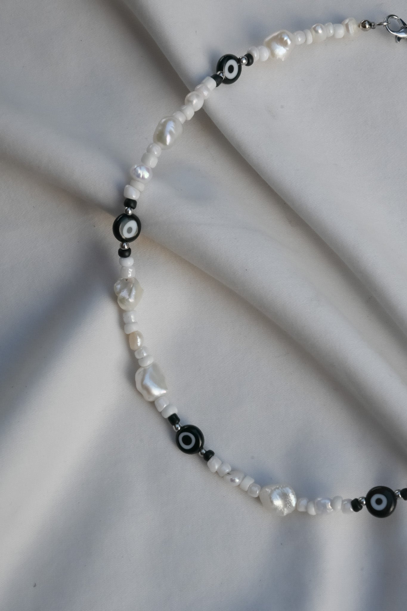 Black Evil Eye Pearl Necklace