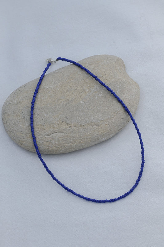 Dark Blue Beaded Necklace