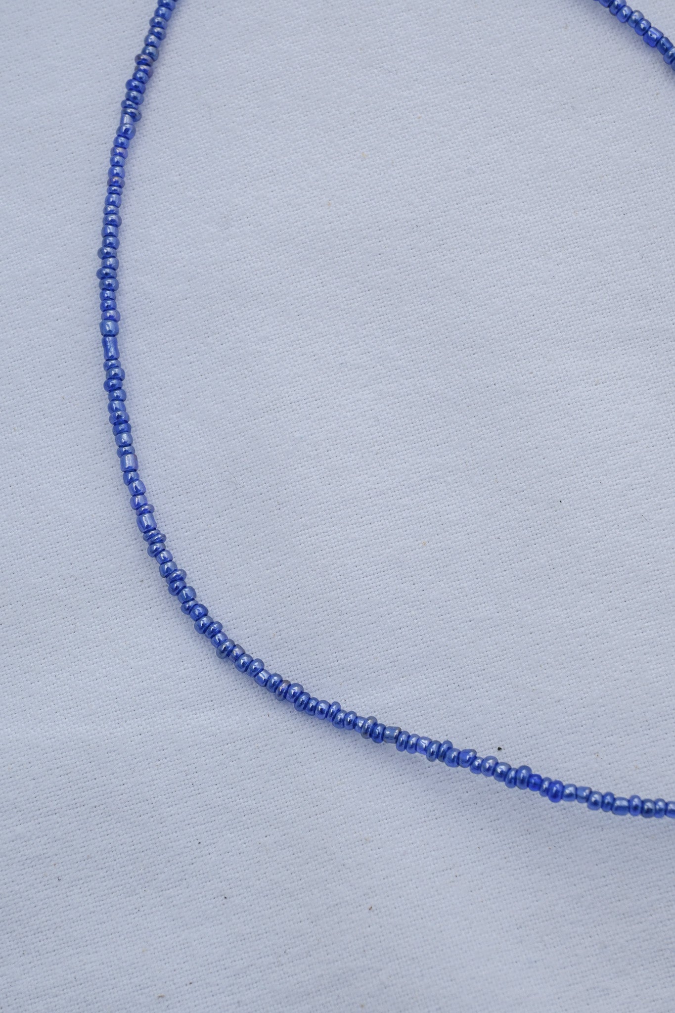 Glossy Dark Blue Beaded Necklace