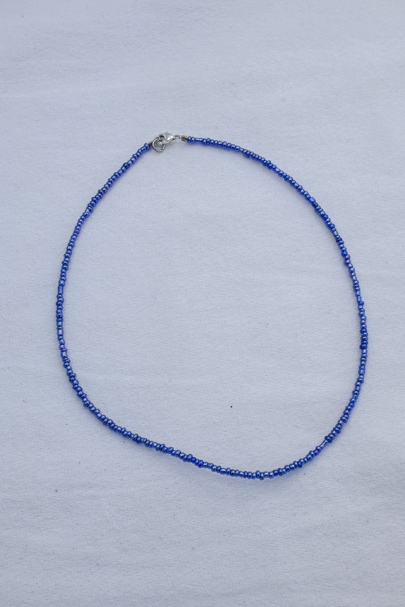 Glossy Dark Blue Beaded Necklace